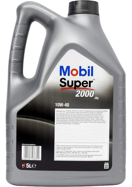 Mobil Super 2000 X1 10W40 Motor Yağı 4 L ÜT:2025 ACEA A3/B4 API SN/CF Viskozite ile Güçlü Koruma
